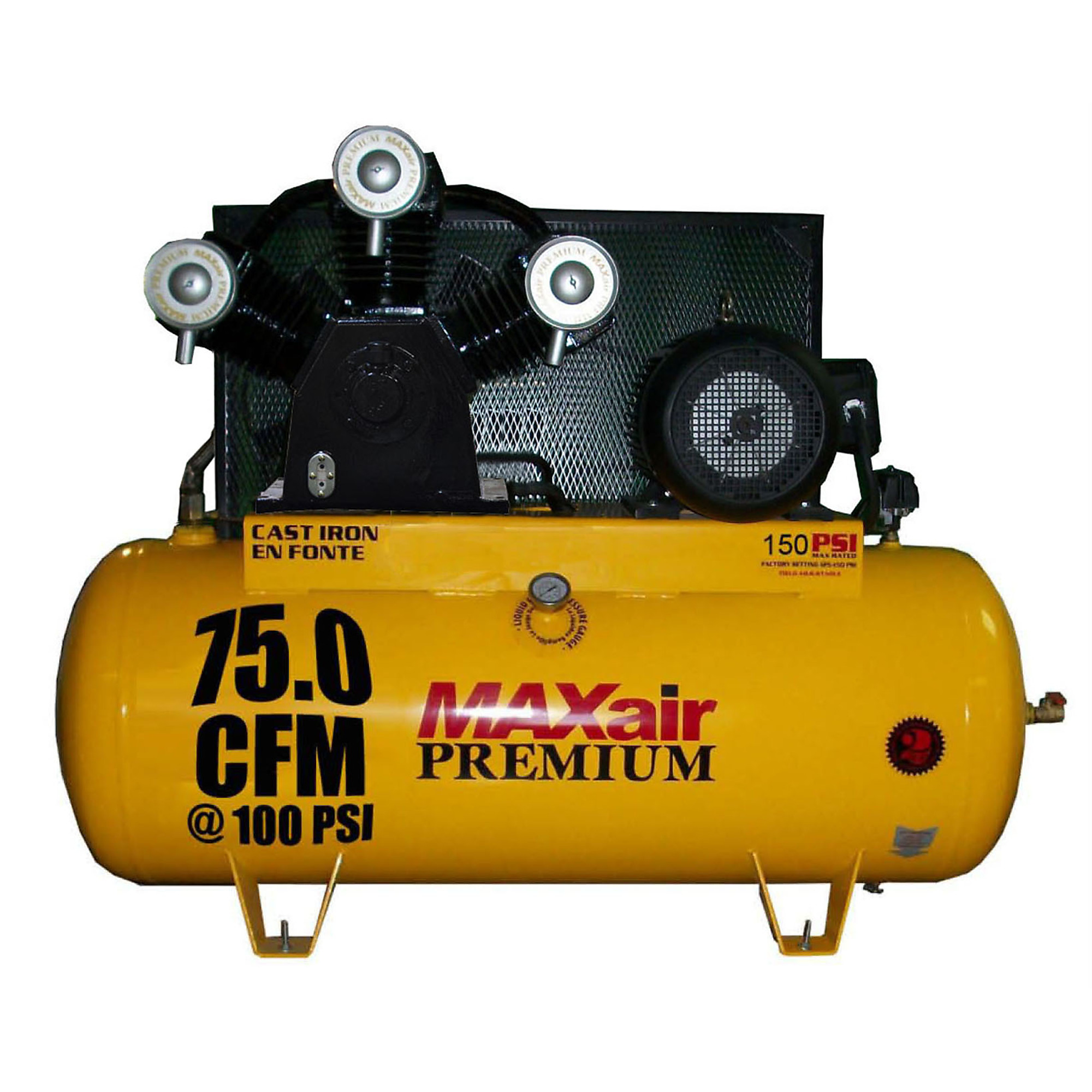 MAXair Premium Air Compressor - 75 CFM, 120-Gallon Tank, 20 HP, 3-Phase, 170 PSI, Model# C203120H1-CS460-MAP